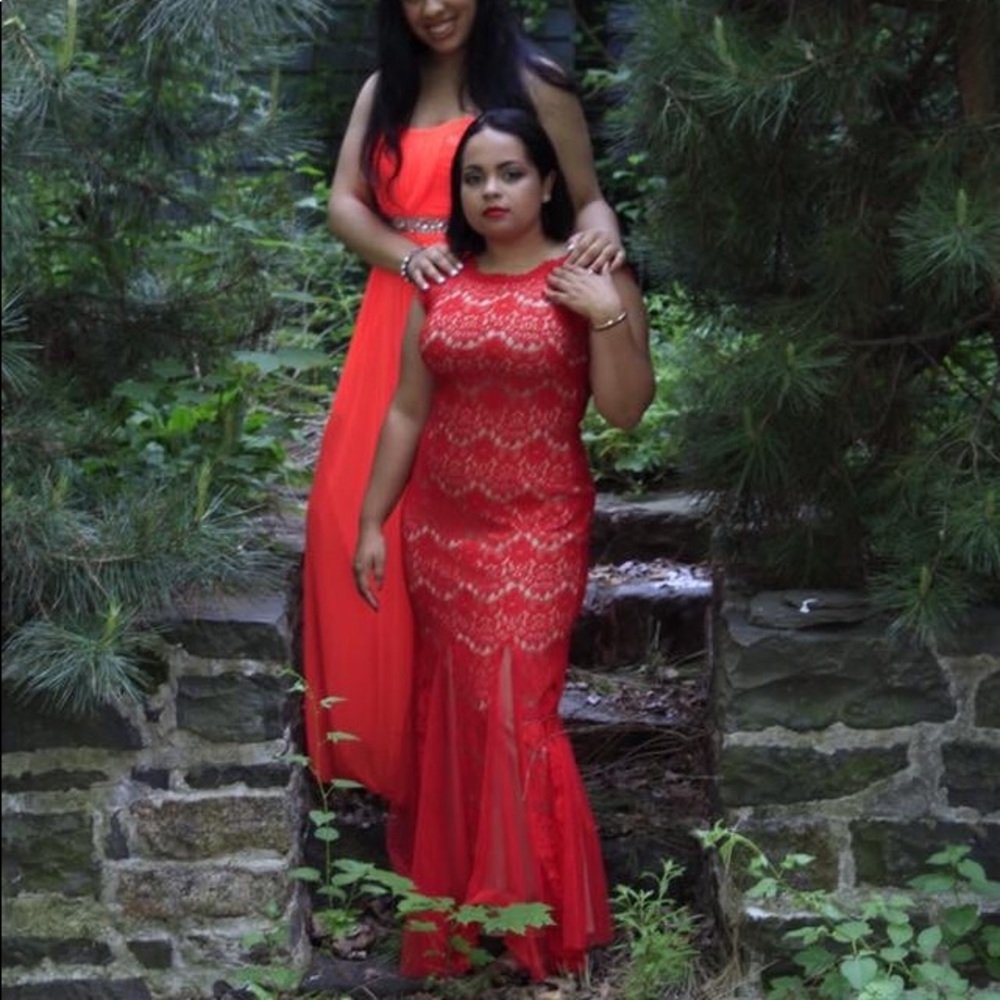 Betsy & and Adam red prom dress